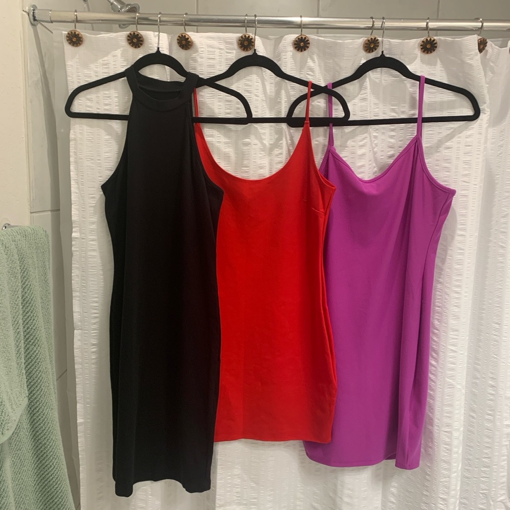 Fashion Nova Mini Dresses - Black, Red, and Purple